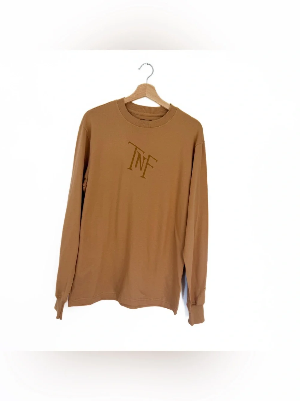 The North Face Tee Shirt Mens Small Heavyweight Long Sleeve Relaxed Tan New